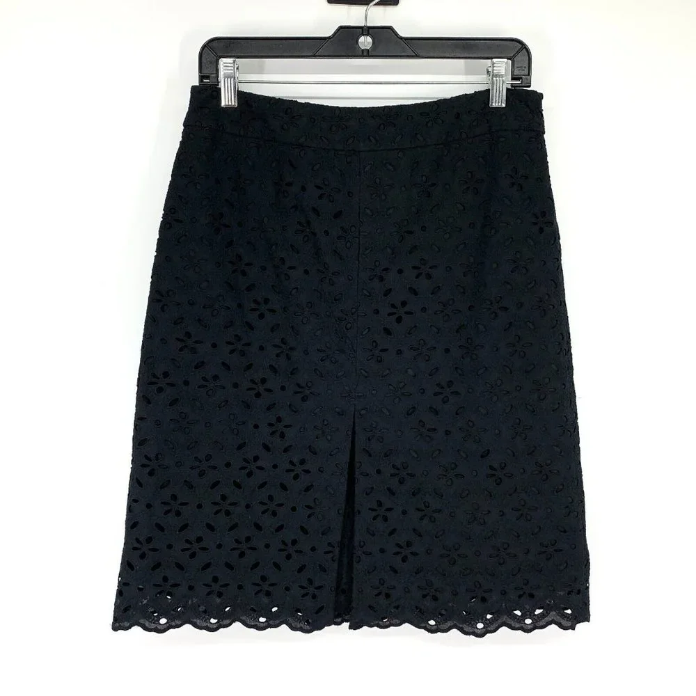 Talbots Skirt Black Floral Eyelet A Line NWT